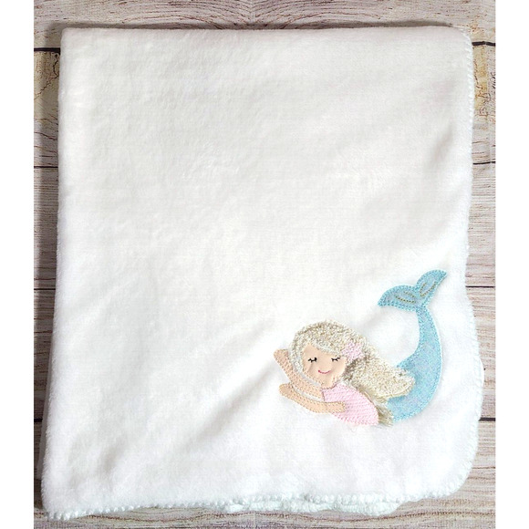 Mud Pie Other - Mudpie Baby Fleece Mermaid Blanket Lovey White Super Soft 2018 29" x 34" New
